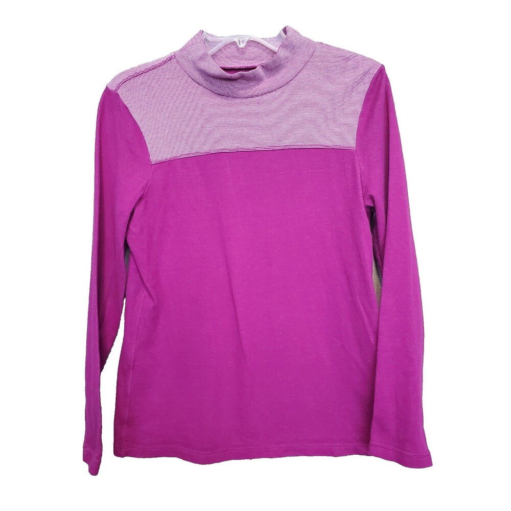 T by Talbots Pink Long Sleeve Mock Neck Knit Top Size MP